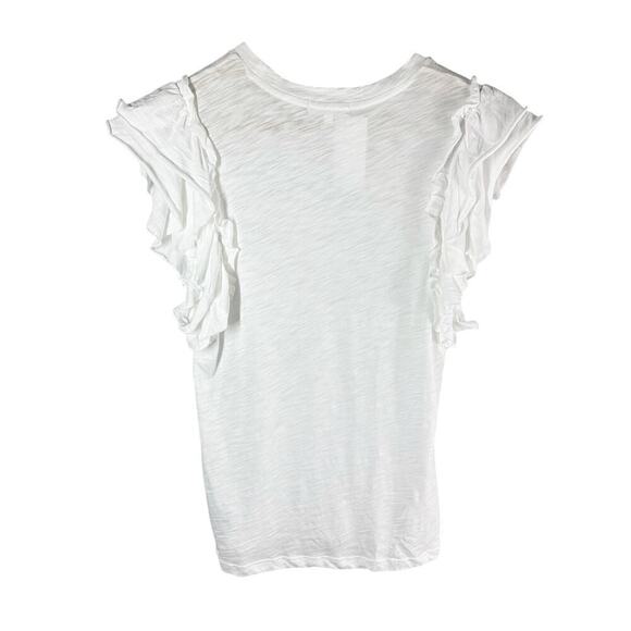 Goldie Celeste Ruffled Sleeve Pima Cotton Pullover Top White Large Lightweight - Picture 2 of 9